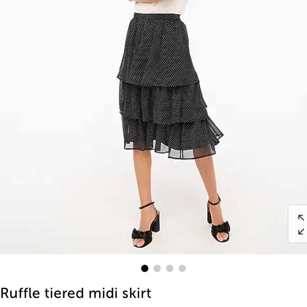 NWT J. Crew ruffle midi polka dot skirt